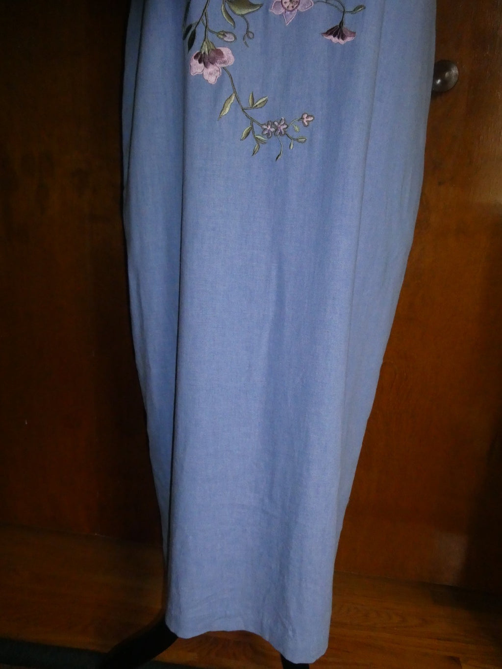 Ultra Dress New York  Lilac Linen Blend Embroidered Floral Maxi Dress Lined 10