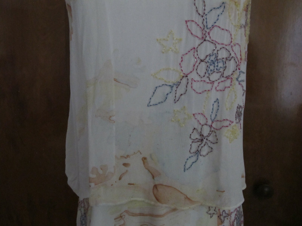 Anthropologie by Not So Serious Tiered Floral Evening Dress Size 4