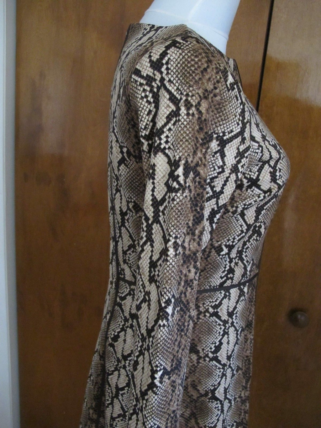 Michael Kors women’s caramel printed boat neck A-line dress 8P 