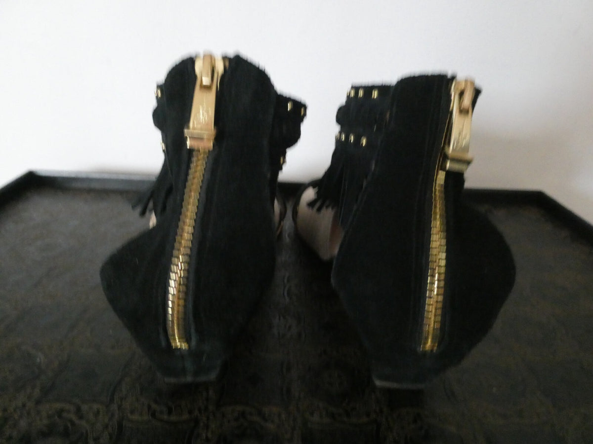 Report Signature Womens Black Wedge Heels Shoes Sandals Peep Toe Women's 8.5 WMS