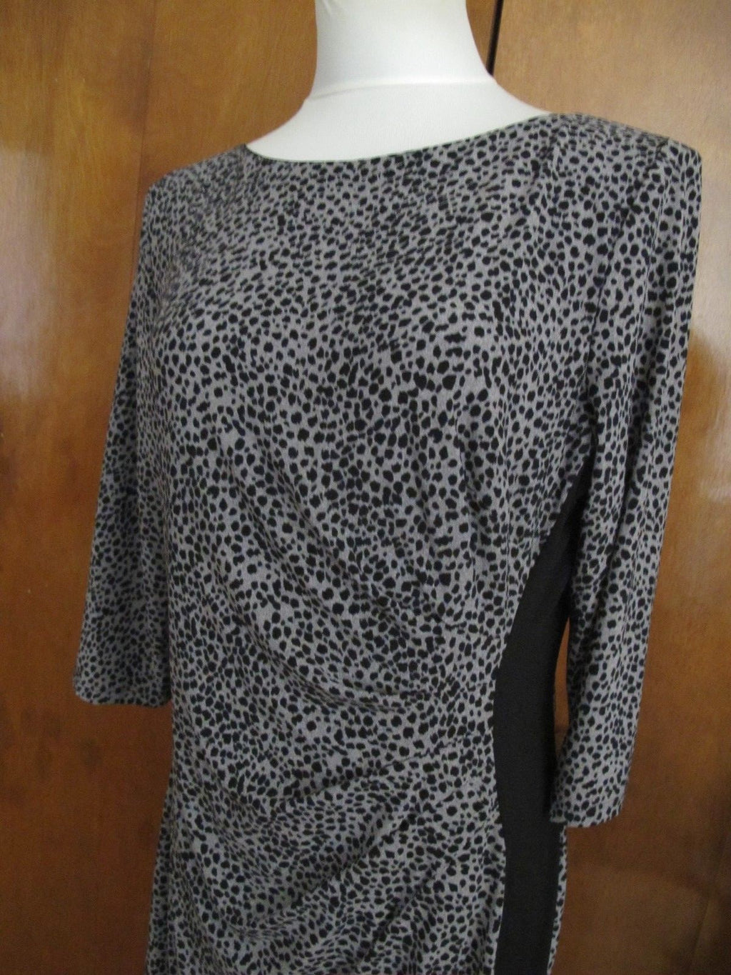 Ralph Lauren women's black gray gathered lined dress 16 