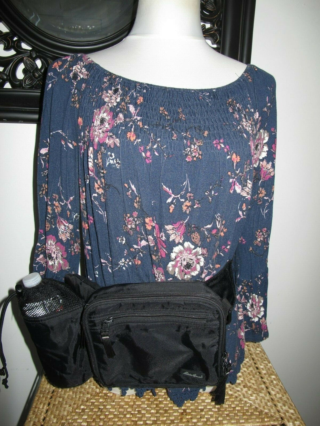 Eddie Bauer Folding Canvas Black Crossbody Women's Purse Bag 