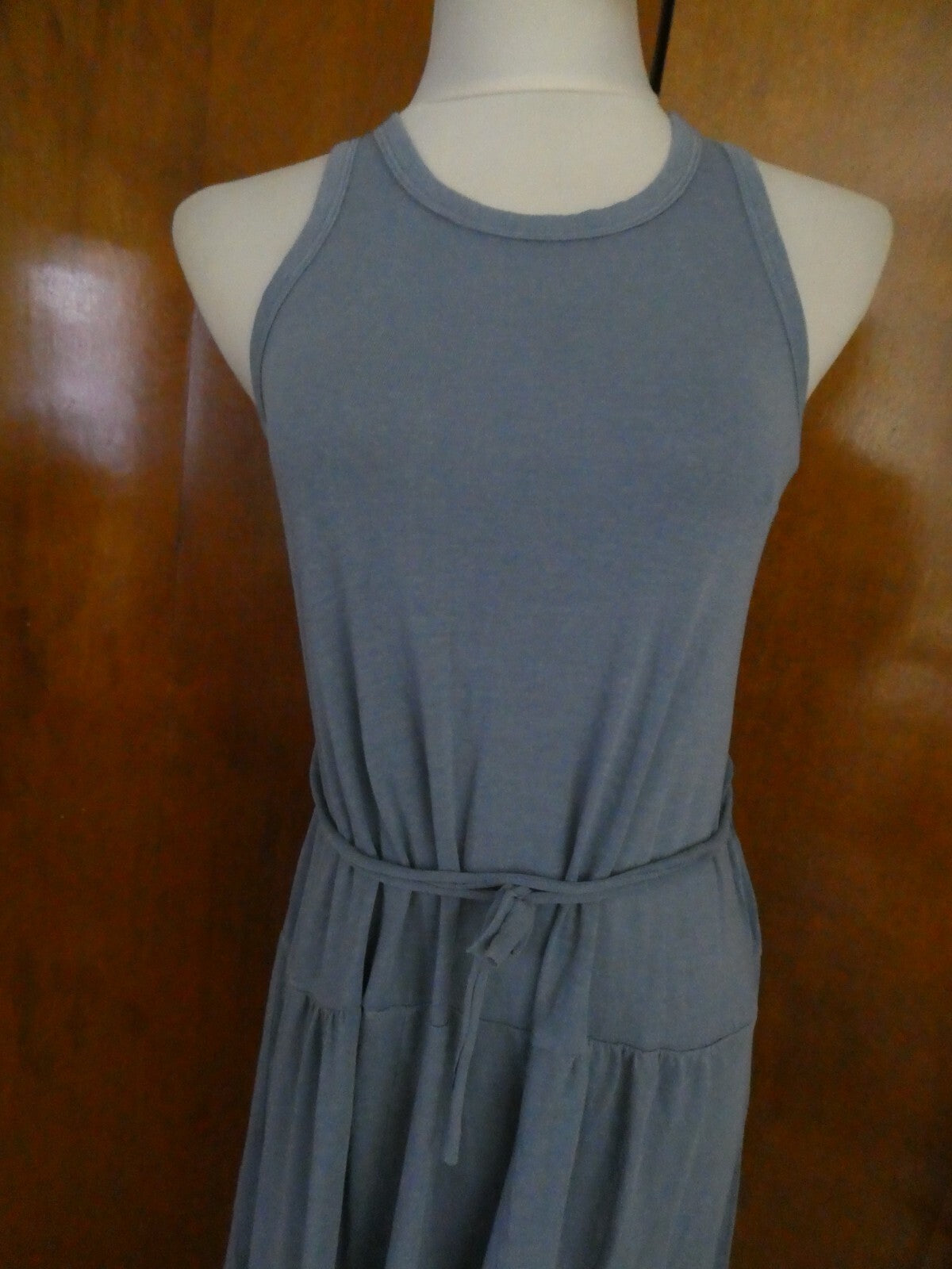 Gap Women's Gray Summer Cotton Blend Sleeveless Long Dress New