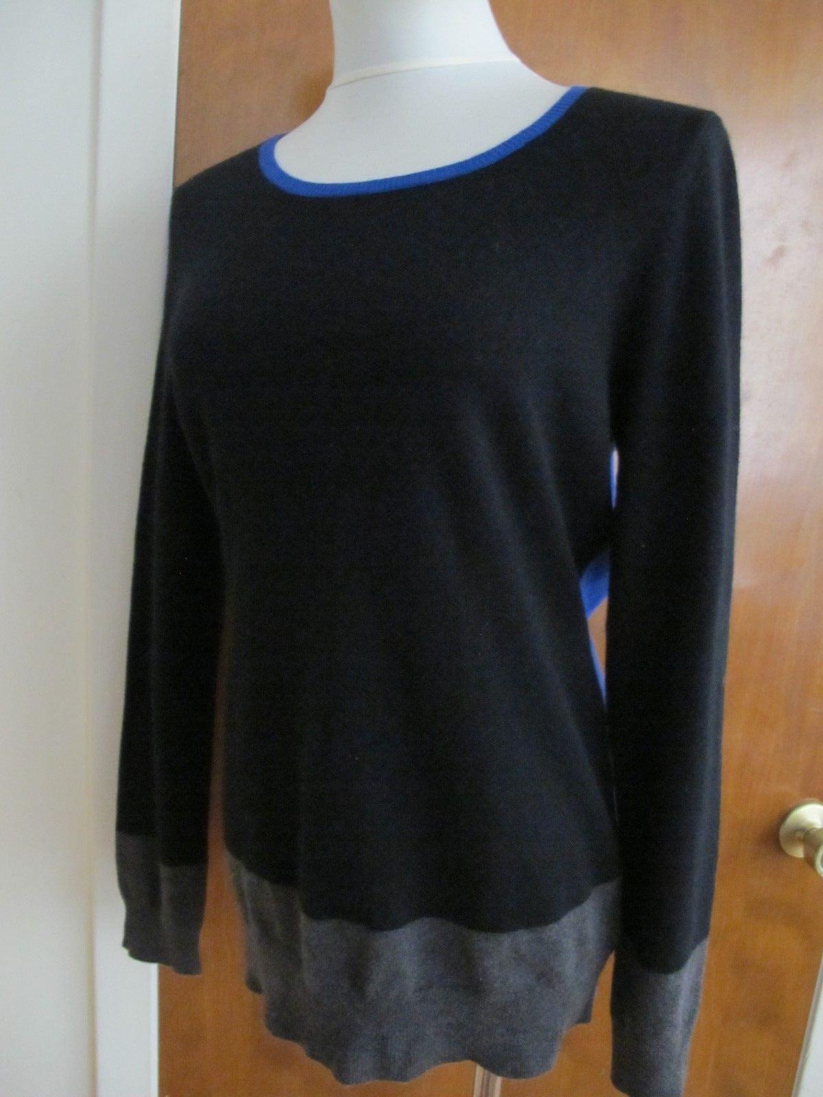 Ralph Lauren women's blue black gray cashmere sweater size Large New