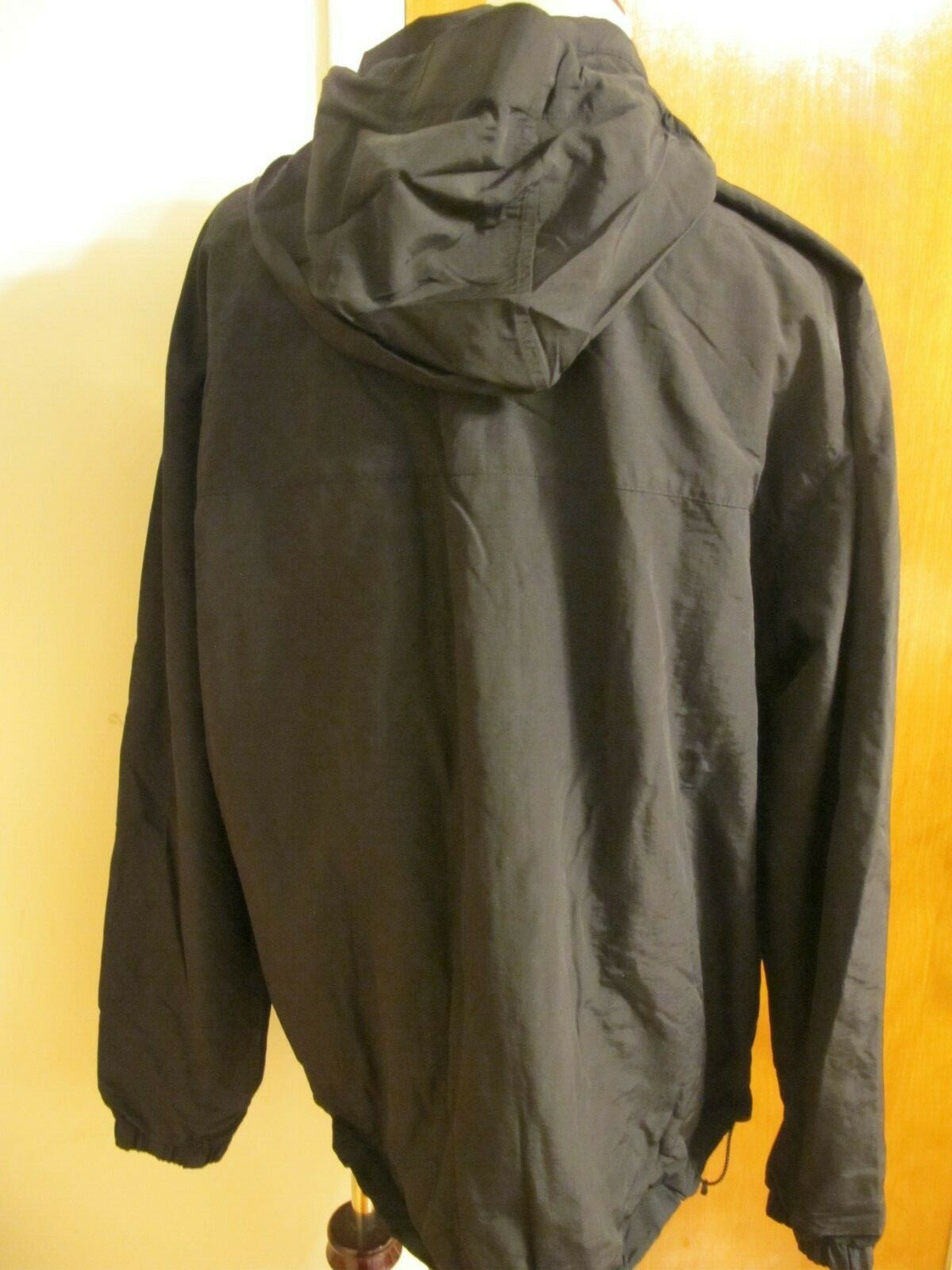 Lands' End Men's Nylon Coat Jacket Black Fleece Lining Size XL 46-48