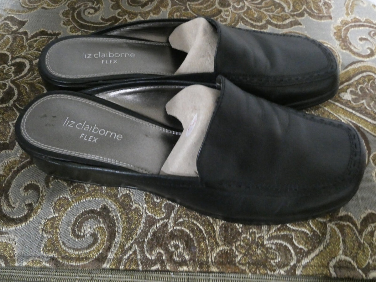 Liz Claiborne Flex Women’s Black Leather Slip On Shoes Size 8M