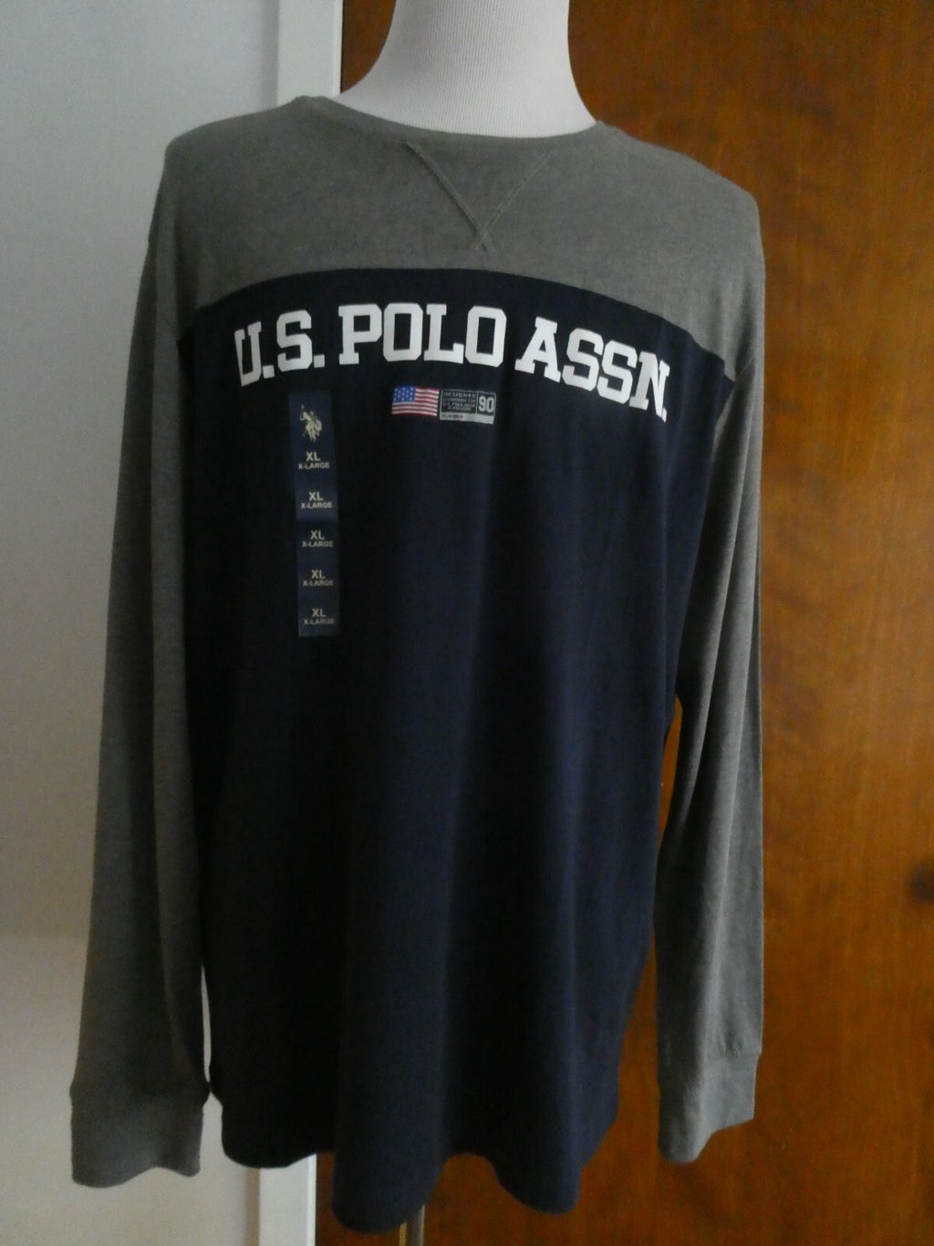 U.S POLO ASSN men’s navy/gray long sleeves soft cotton crew neck shirt size XL