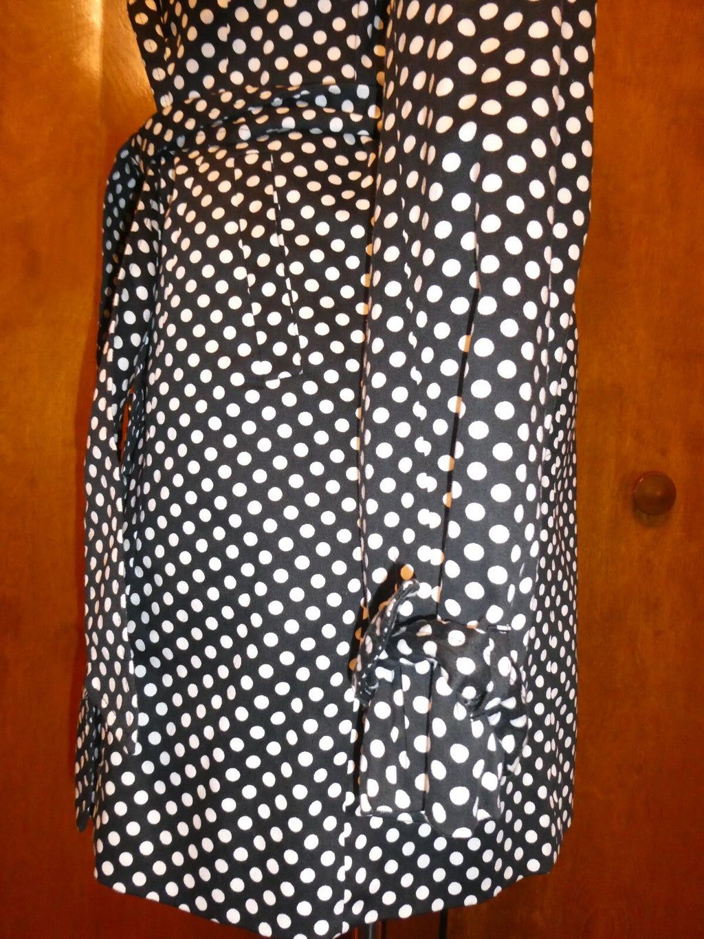 Vertigo Paris Black & White Polka Dot Jacket Trench Coat, Button Up, Medium