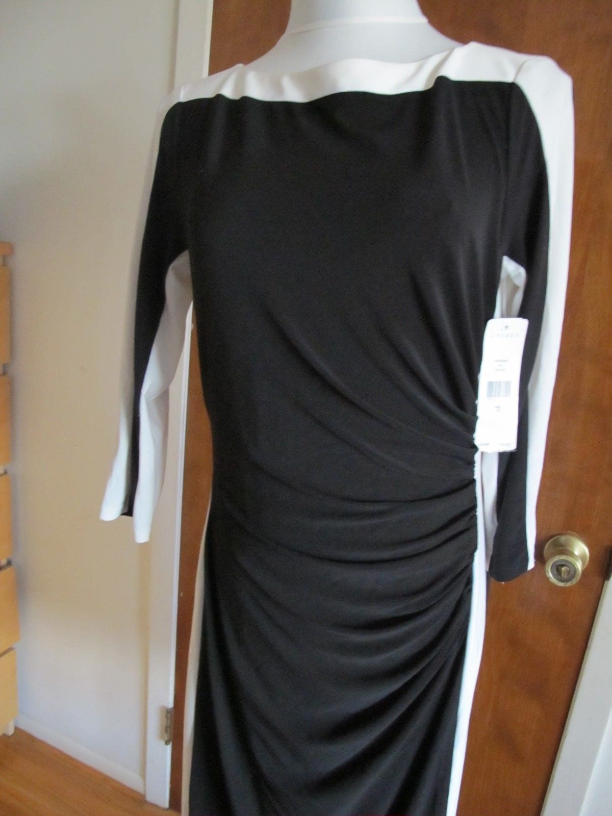 Ralph Lauren's women’s black white lined stylish NWT dress size 12