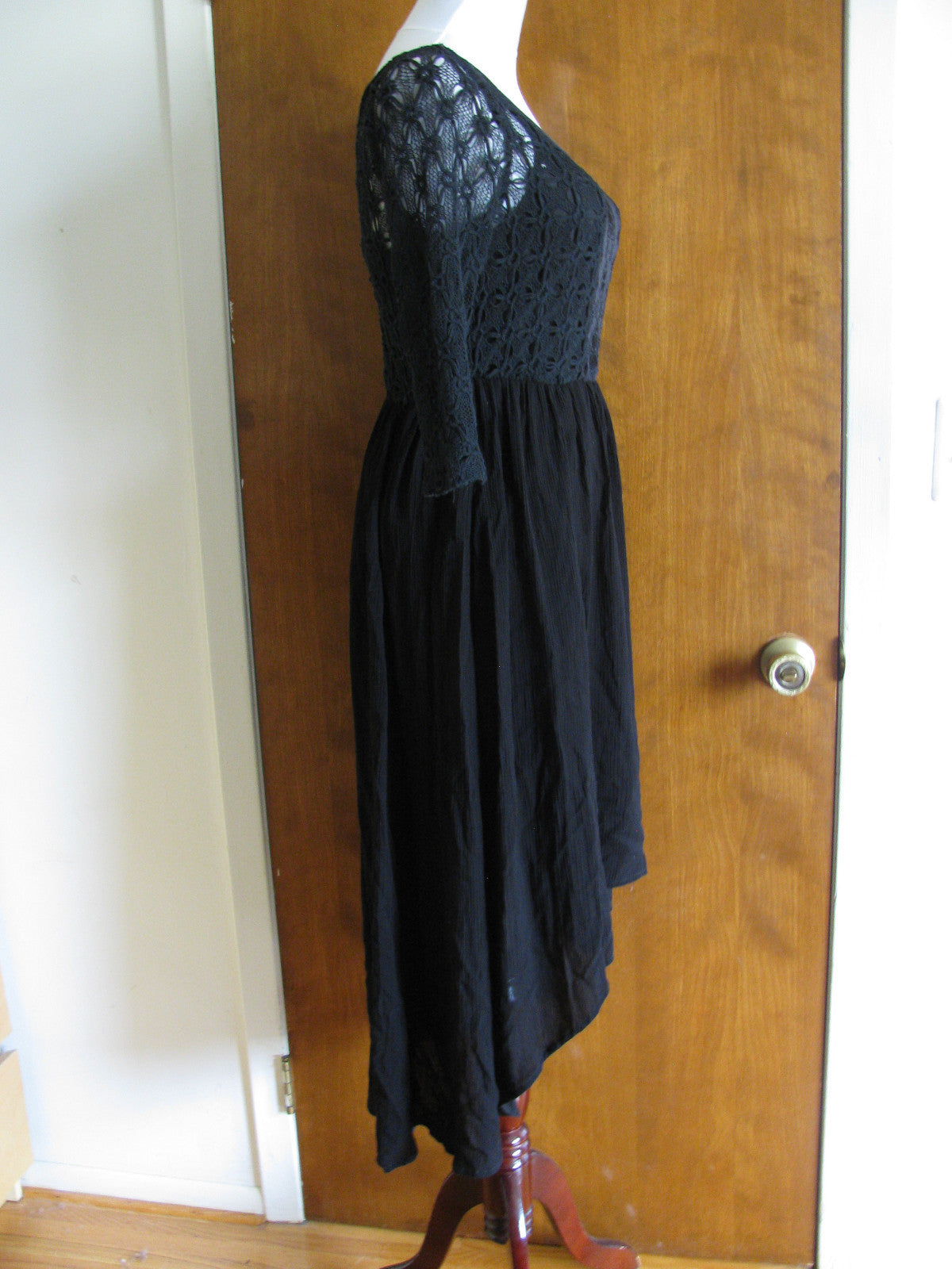 Free People women's black lined crochet soft dress New