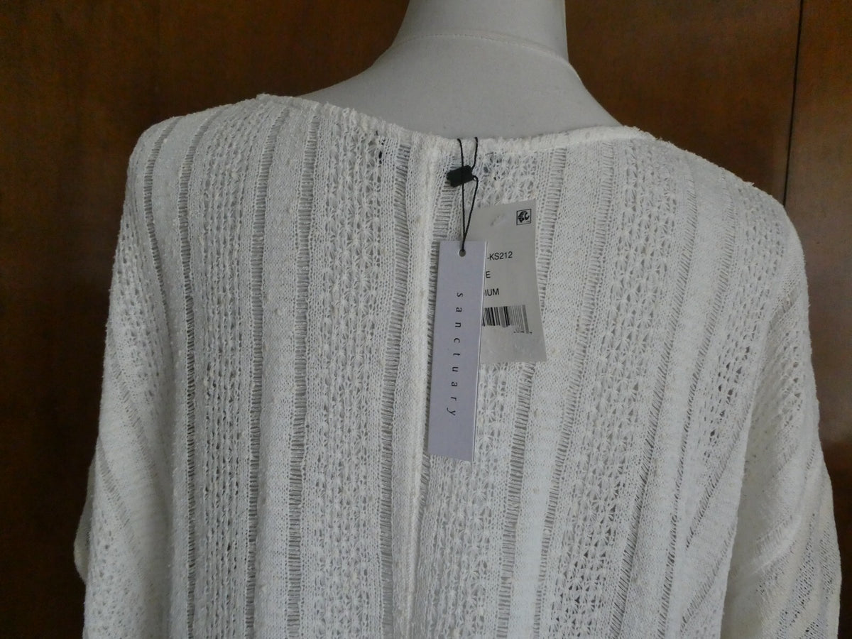 Sanctuary women’s white crochet dolman sleeves top Medium 