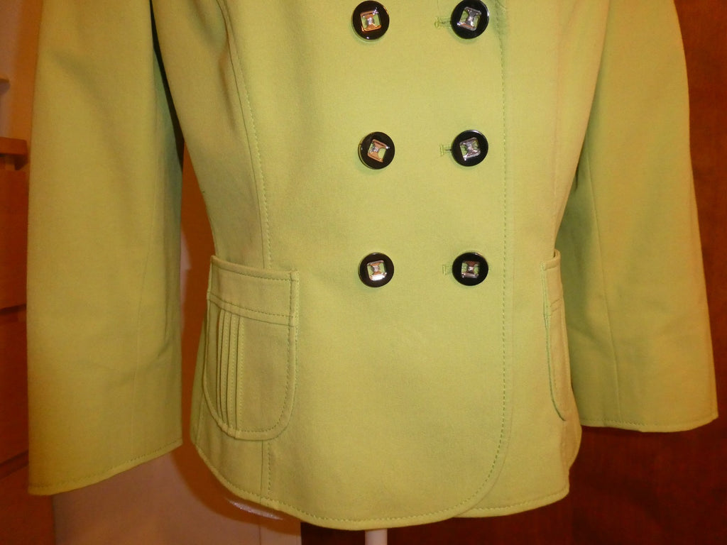 Tahari Arthur S. Levine Women's Blazer Jacket Lime Green Cotton Stretch Size 8