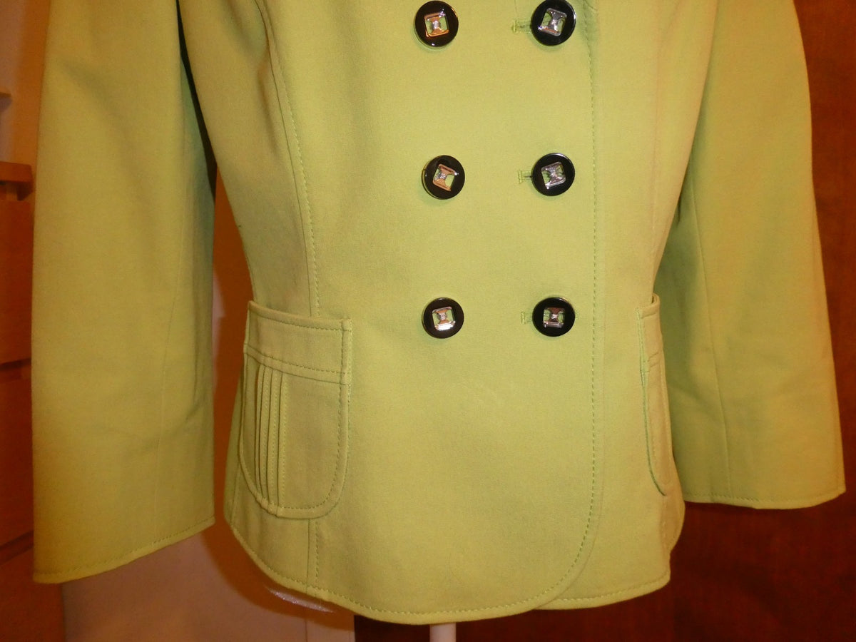 Tahari Arthur S. Levine Women's Blazer Jacket Lime Green Cotton Stretch Size 8