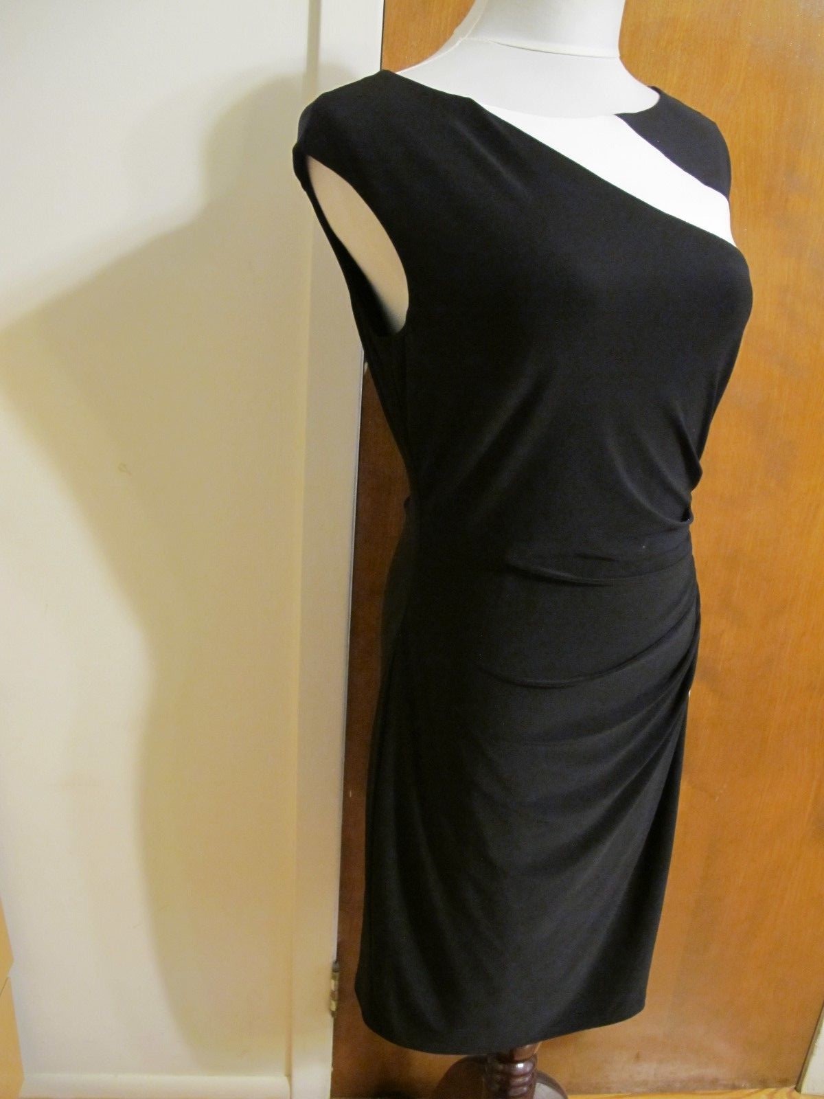 Ralph Lauren Women's Black White Evening Lined Dress 8