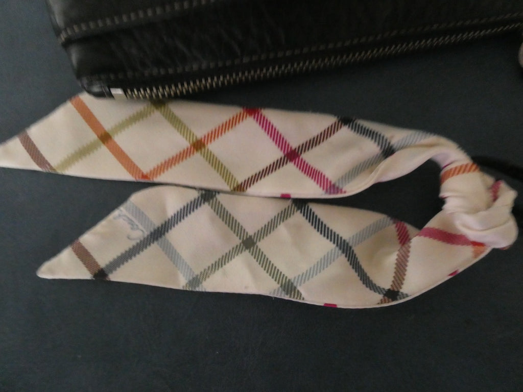Vintage large Coach Women Black leather wristlet wallet with Coach small scarf
