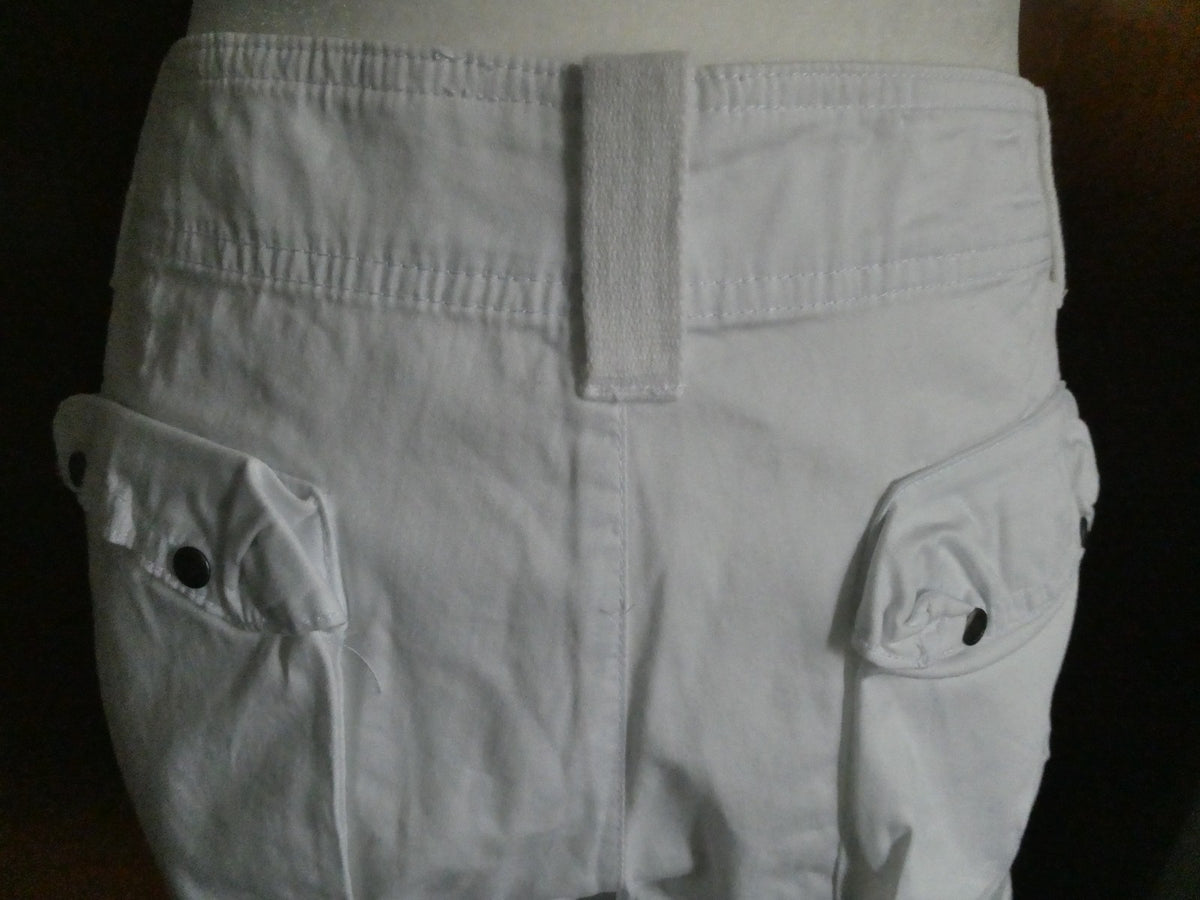 United Colors of Benetton Women White Cargo Shorts EU 46 Cotton Stretch US 10/12
