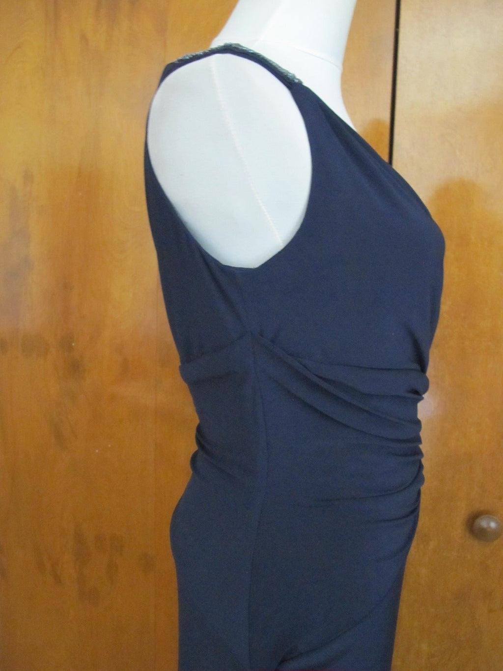 Ralph Lauren women navy evening sequined gathered dress New