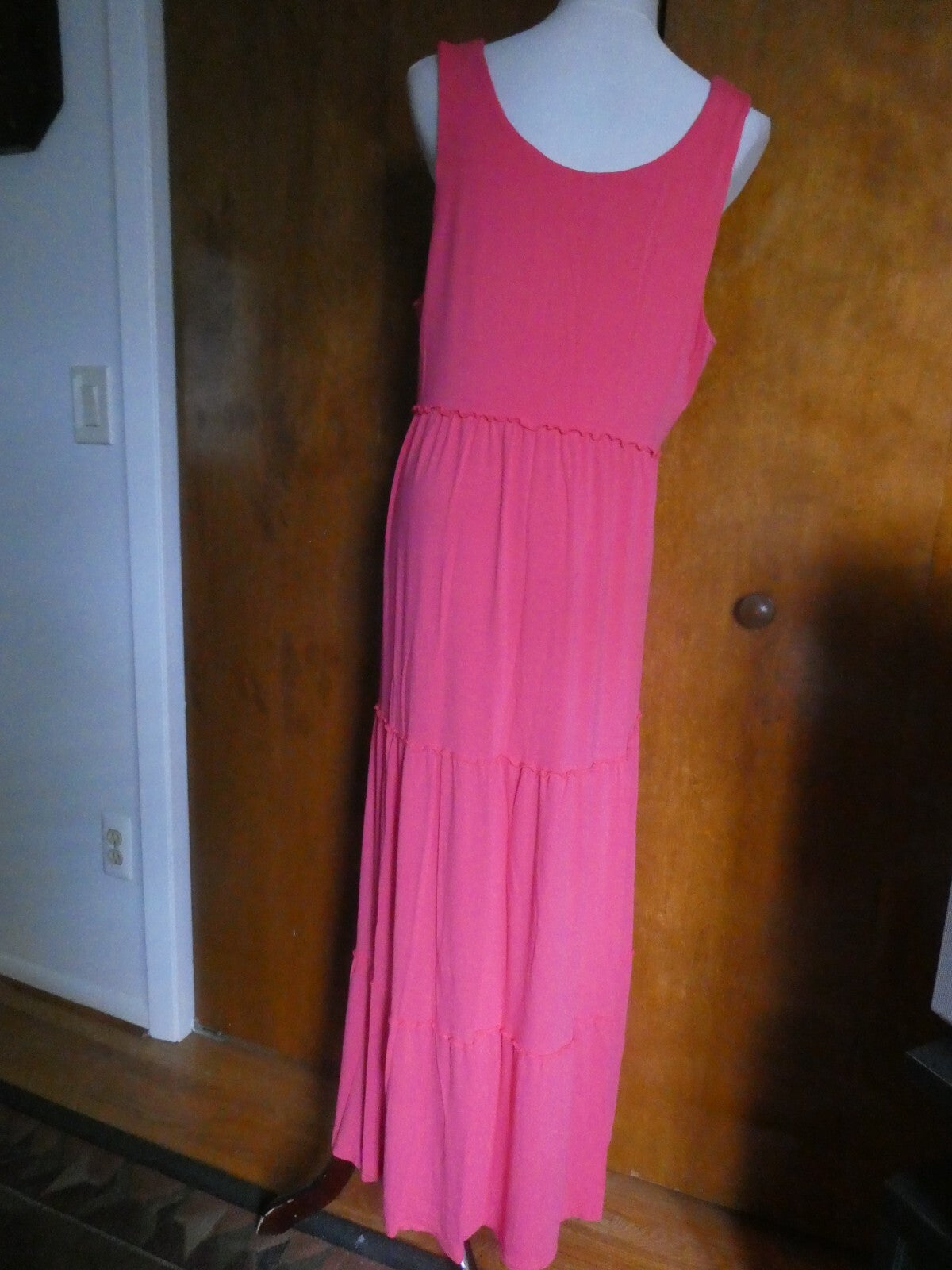 Chico's Women's Pink Maxi Detailed Rayon Dress Size 3 US Size Large