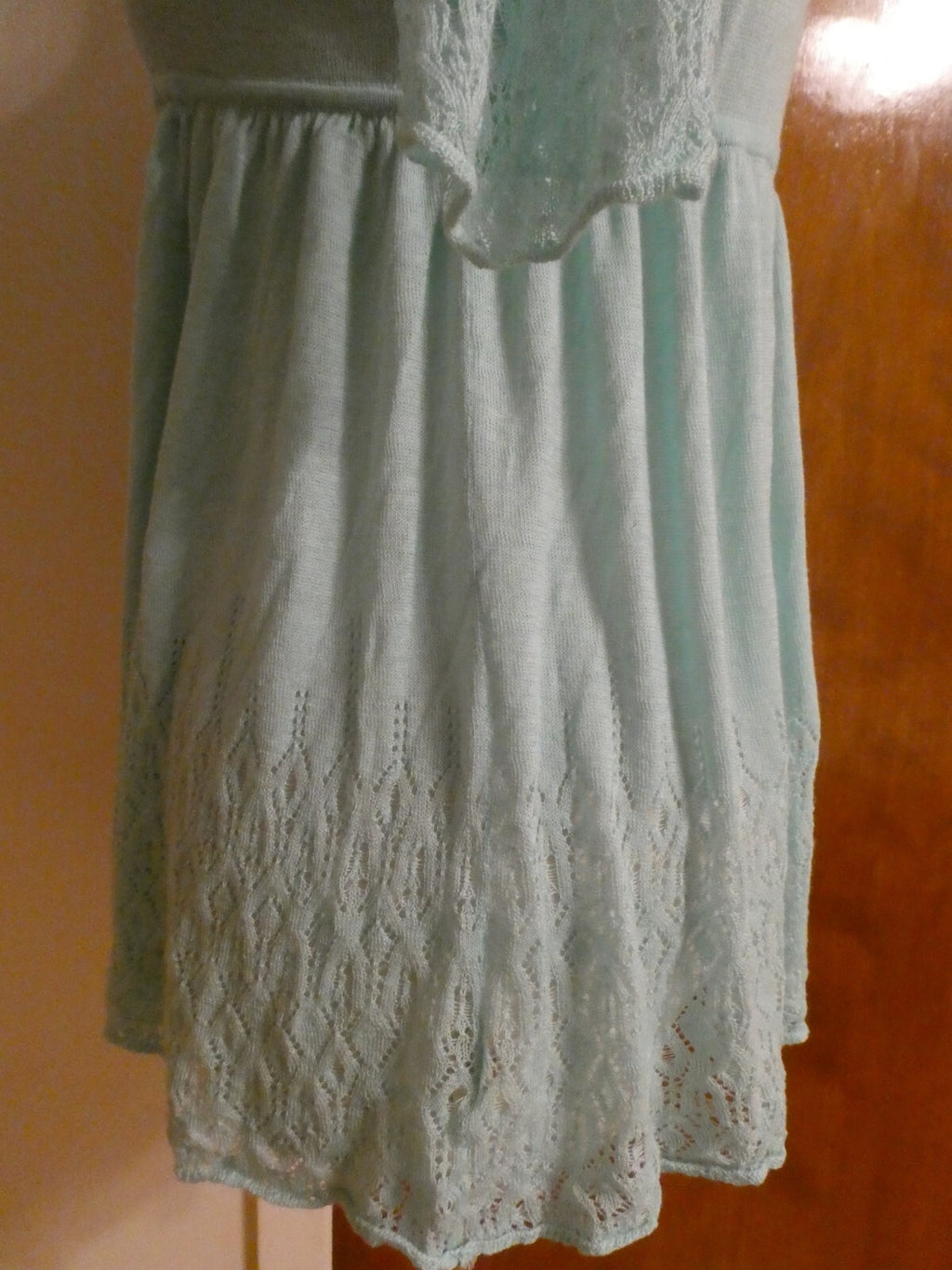 Free People White Open Knit Tie Front Blue Arctic Cardigan Large