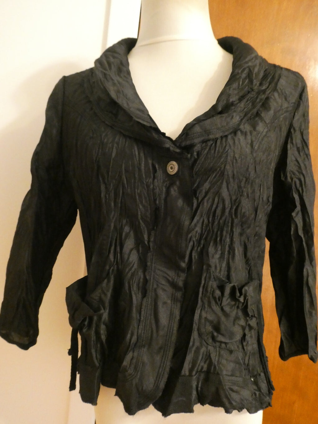 Vers Australia womens black lightweight crinkle dress jacket size14 (fits sz 12)