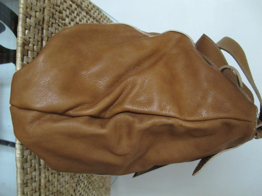 Regina Boho womens brown genuine leather slouch bag Large Handbag Made in Italy