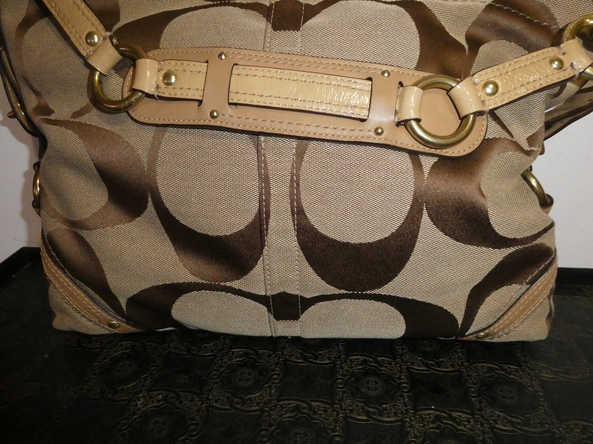 Vintage Coach Authentic Handbag/Purse/Shoulder Bag Canvas, Leather E087312873