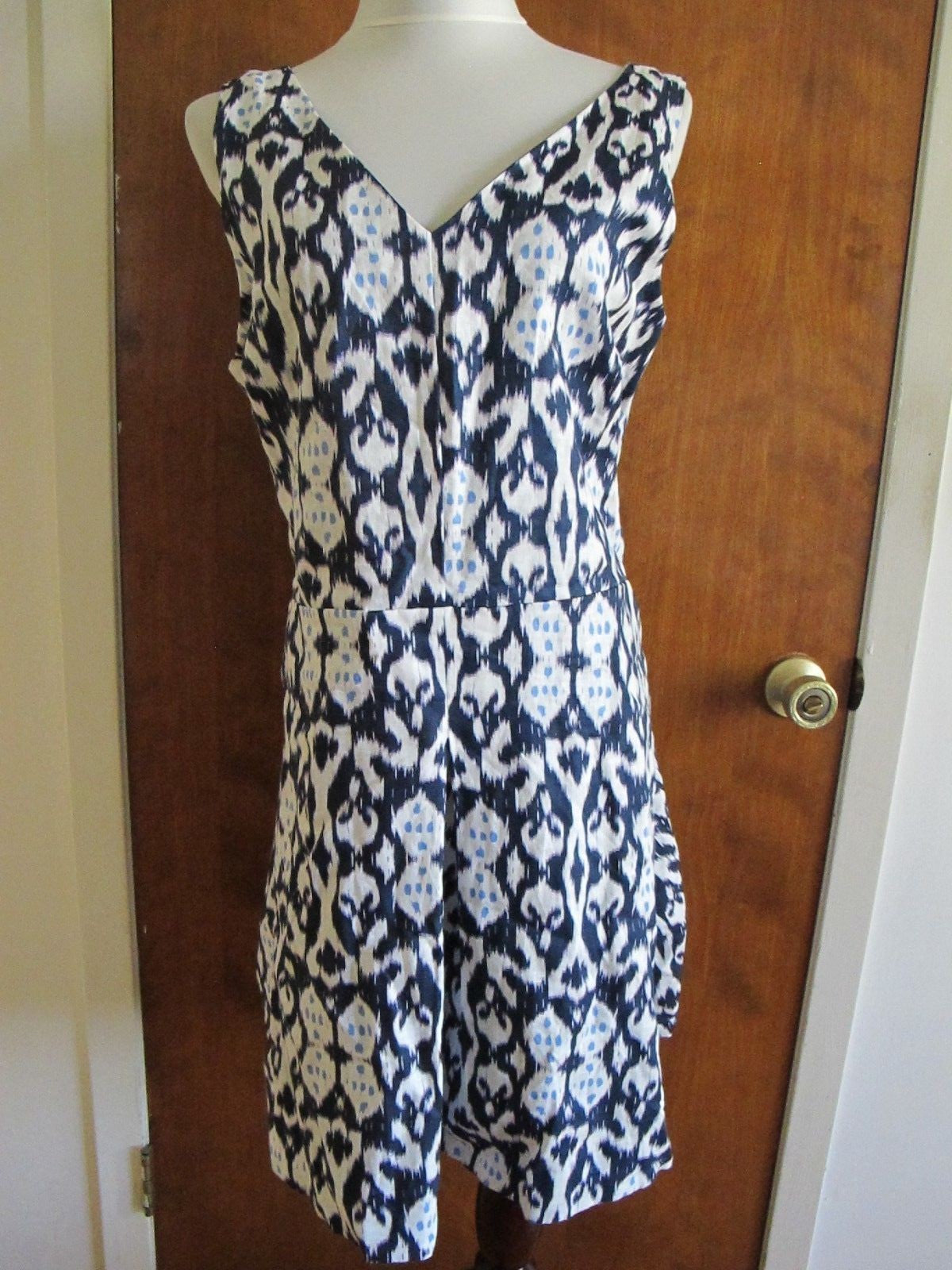 Gap Women's Navy White Linen Lined Dress Size 18 (fits size 16)