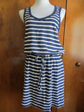 Gap women's blue white cotton linen stripped dress New