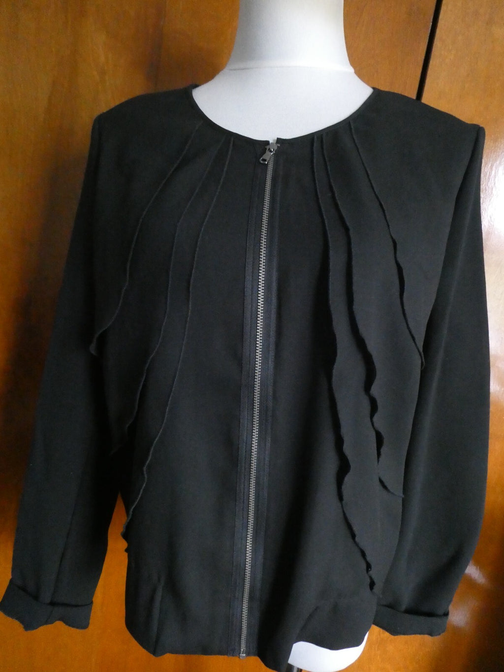 Gap Women's Black Evening Detailed Full Zipper Lined Blazer Size Large