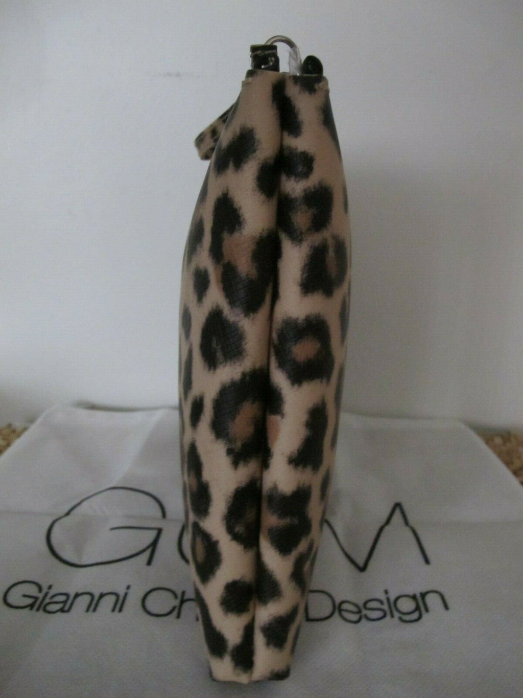 Gianni Chiarini Italy GUM animal printed clutch beige and black 11.5”x9”x1”