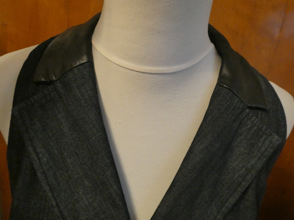 Lauren Ralph Lauren Dress Sz 12 Black Sleeveless Belted Leather Trim A-Line NWT
