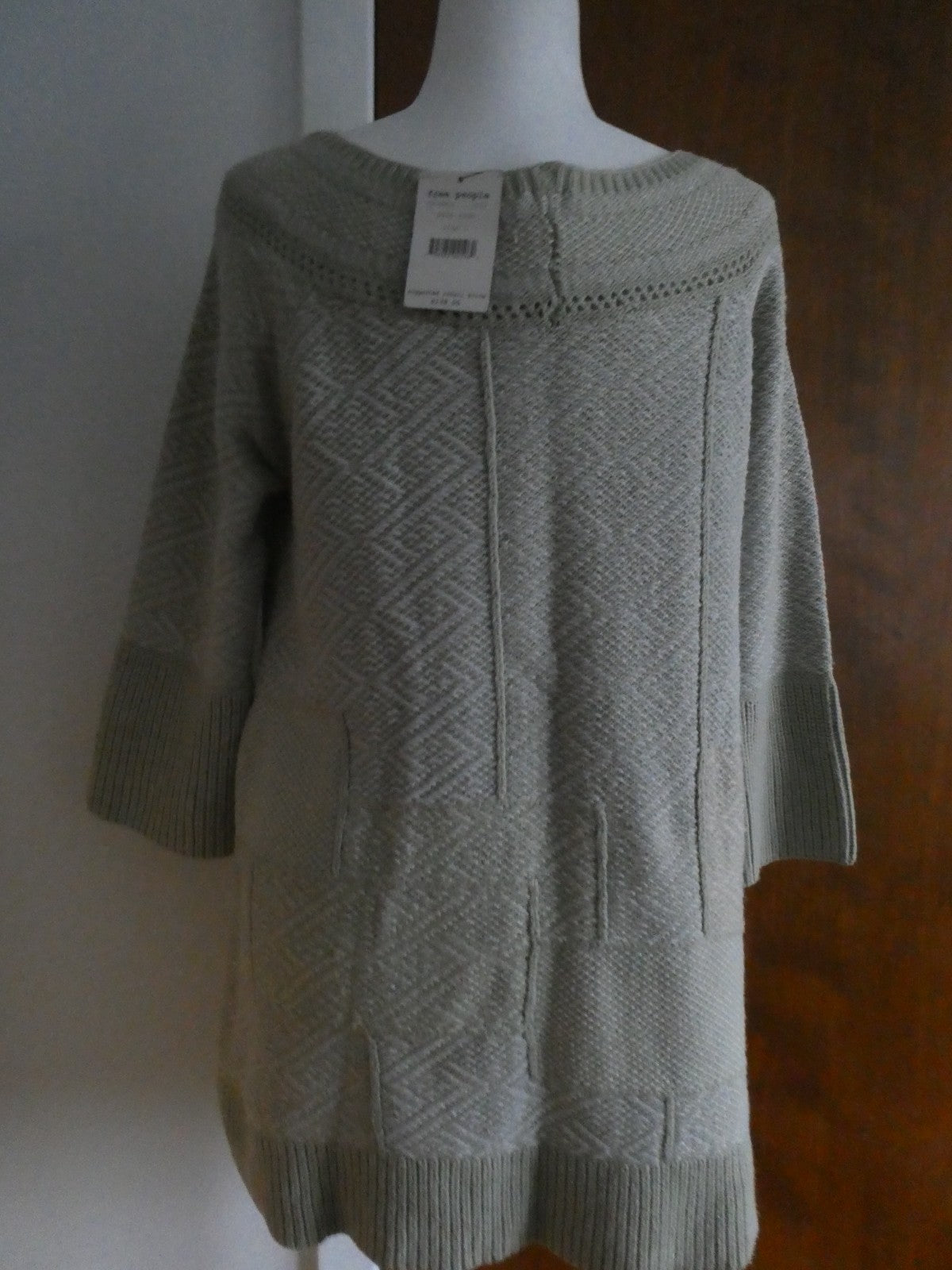 Free People Pale Sage Sweater Dress Size L NWT Oversized Knit Tunic Boho $138