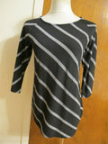 INC International Concepts womens black 3/4 sleeves detailed top Large (Fits M)