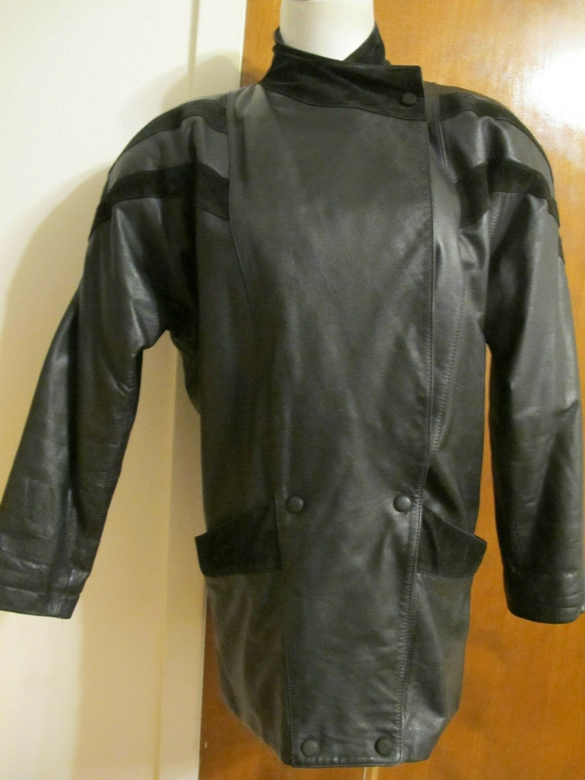 Pelle Cuir Women's Black Real Genuine Leather Detailed Jacket Coat Size Small