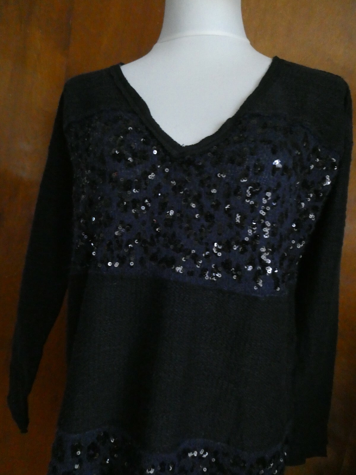 Free People women's black embellished gorgeous long sweater Small
