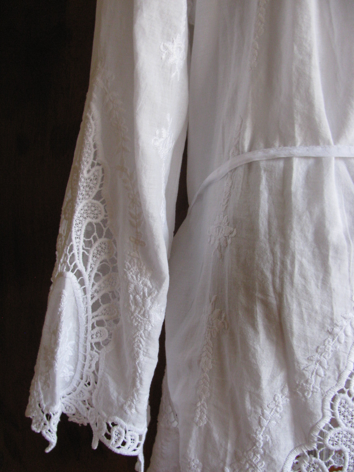 Michael Kors women's white embroidered cotton mini long sleeves dress New
