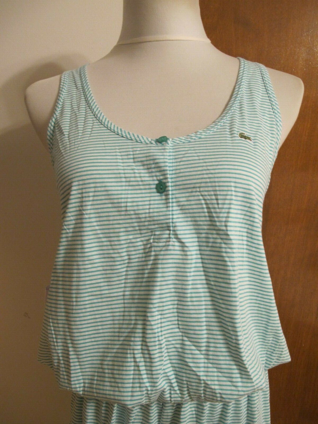 Lacoste women's green cotton pima stripe very soft summer dress Size 6