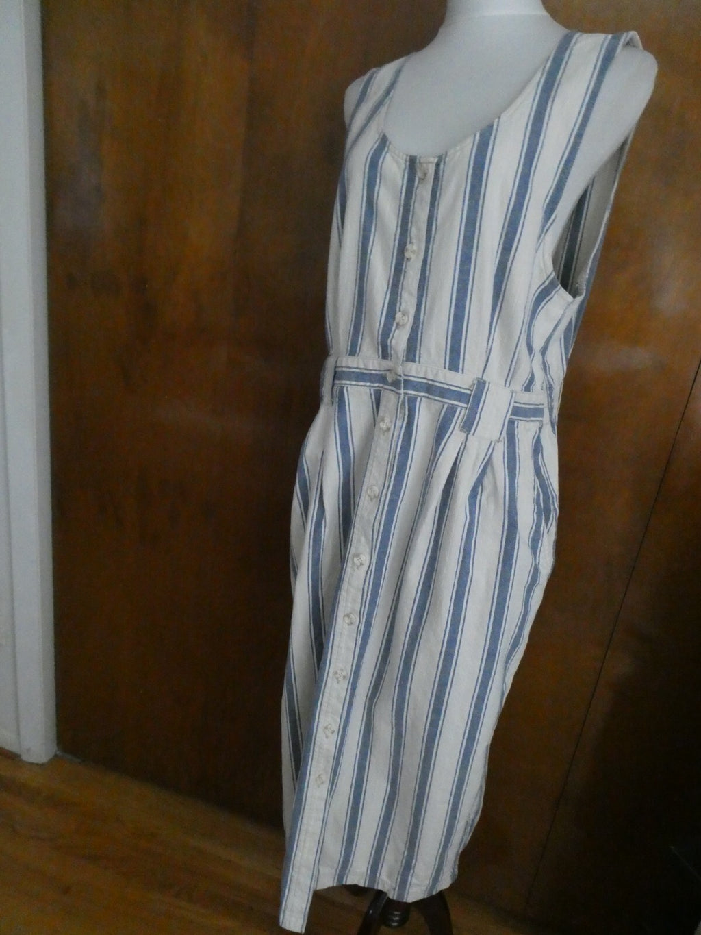 Truly Yours Denim Striped Sleeveless Button Front Dress 20W (fits size 16-18)