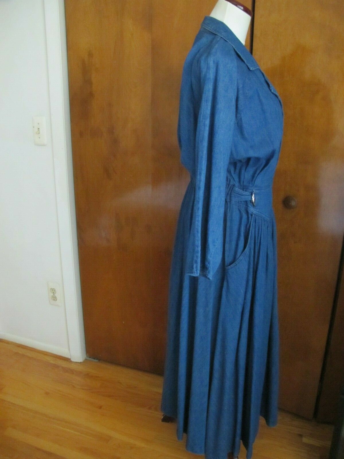 Fads Women's Blue Jean Long A-line Dress Cotton Size 7/8