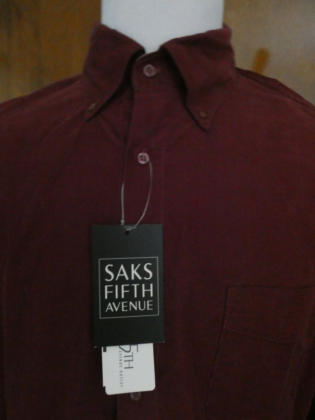 Saks Fifth Avenue soft cotton wine long sleeves mens shirt size xlarge new w/tag