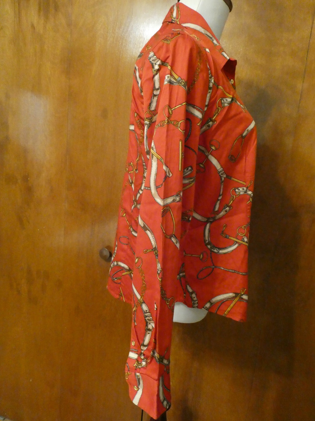 TALBOTS women's red multicolor long sleeveless cotton top size 16P