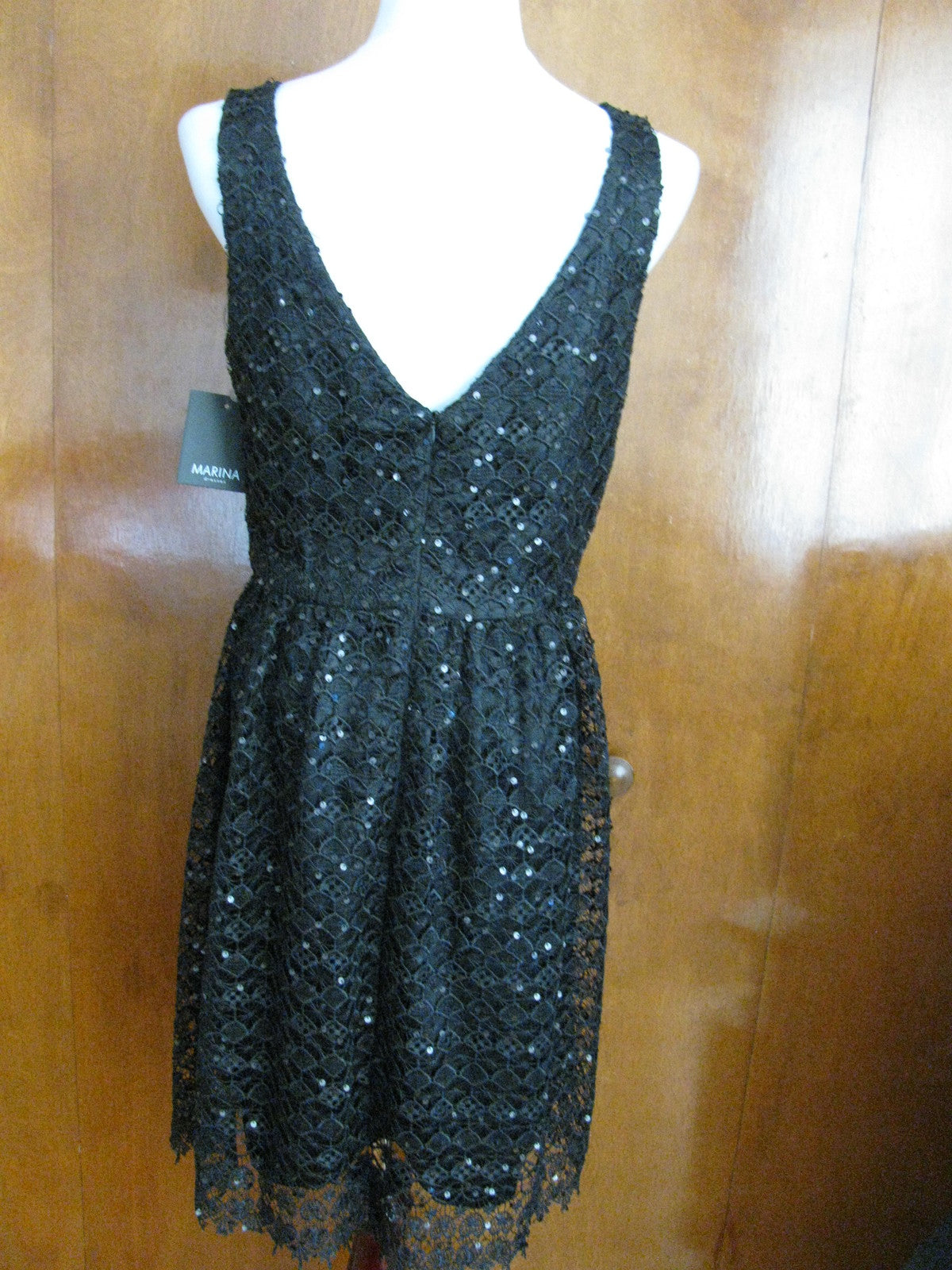 Marina Women's Black Evening Lined Dress Size 12