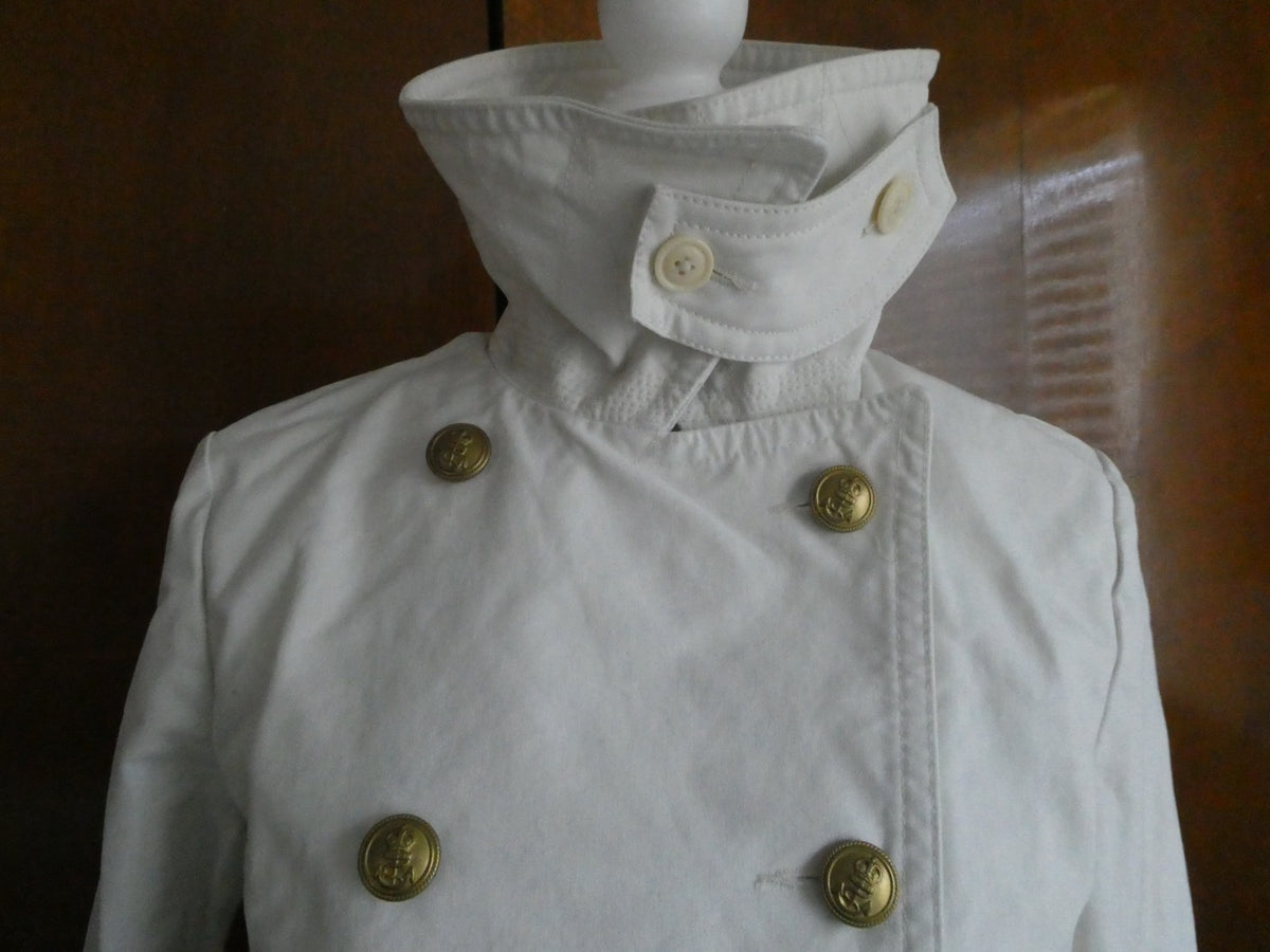 Denim&Supply Ralph Lauren Women White Military Peacoat Jacket Double Breasted