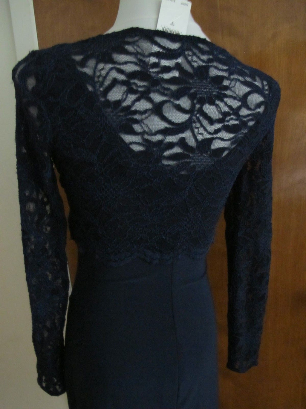 Ralph Lauren  women navy bodice overlay fabric lace crafted evening NWT dress 2 