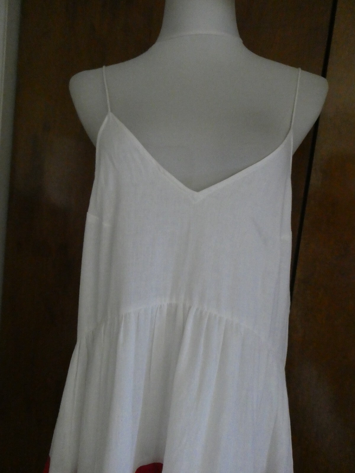 Anthropologie  Carolina K White/Red Lined Maxi Marieta Dress XSP (fits Large)