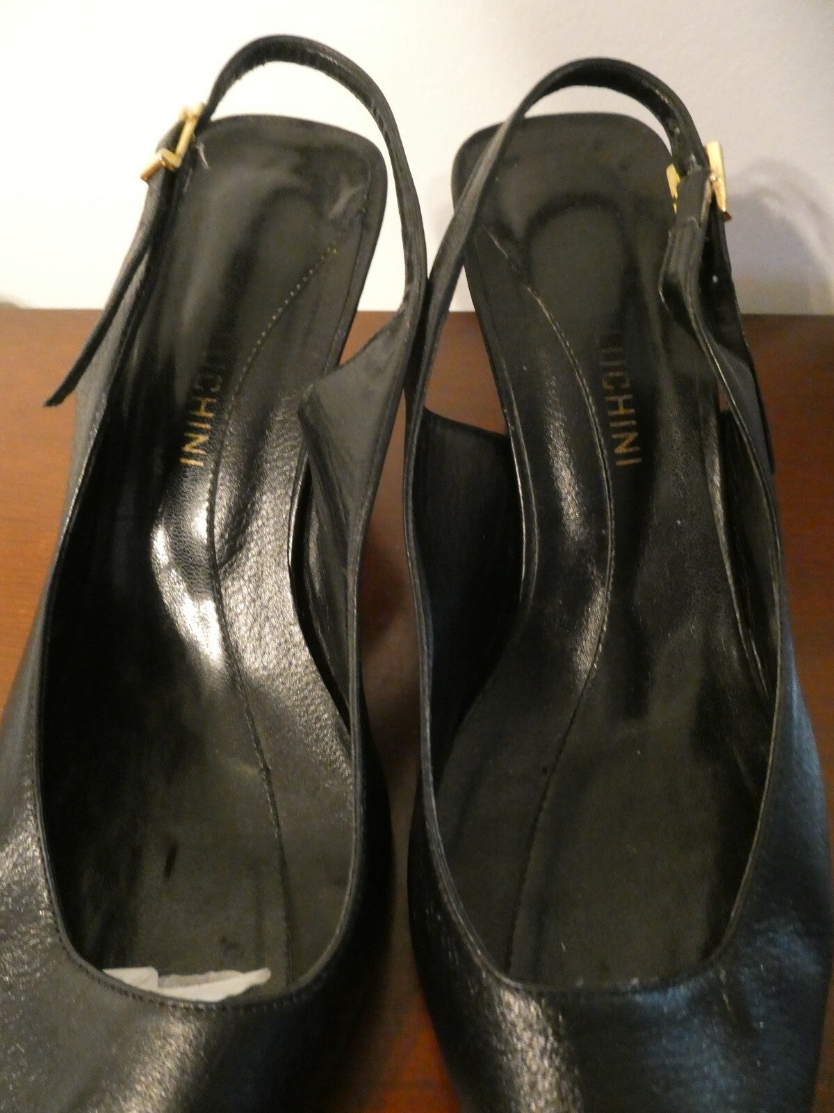 Luchini Women's black leather slingback shoe size 36