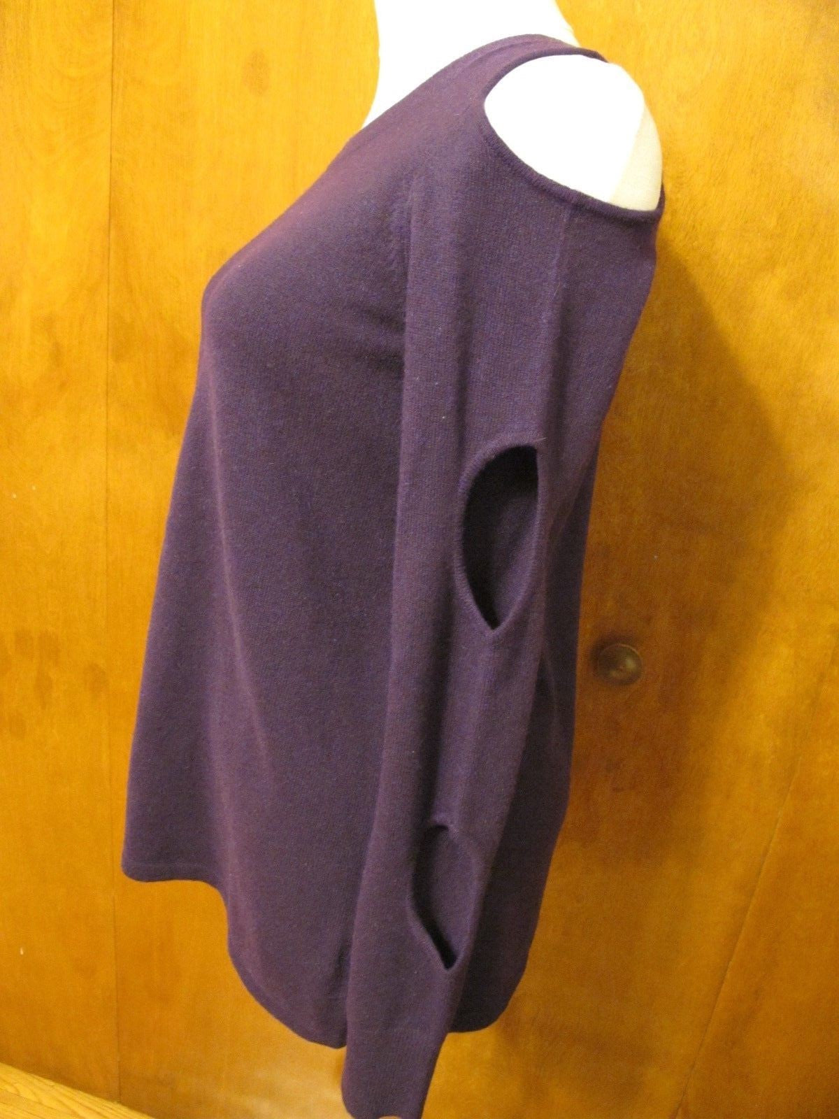 Bloomingdale Aqua Women's Purple Amethyst Cashmere Soft Cold-Shoulder Sweater