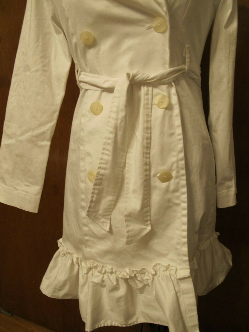 Nine West Women’s White Button-Down Cotton Trench Lined Coat Blazer M (fits S)
