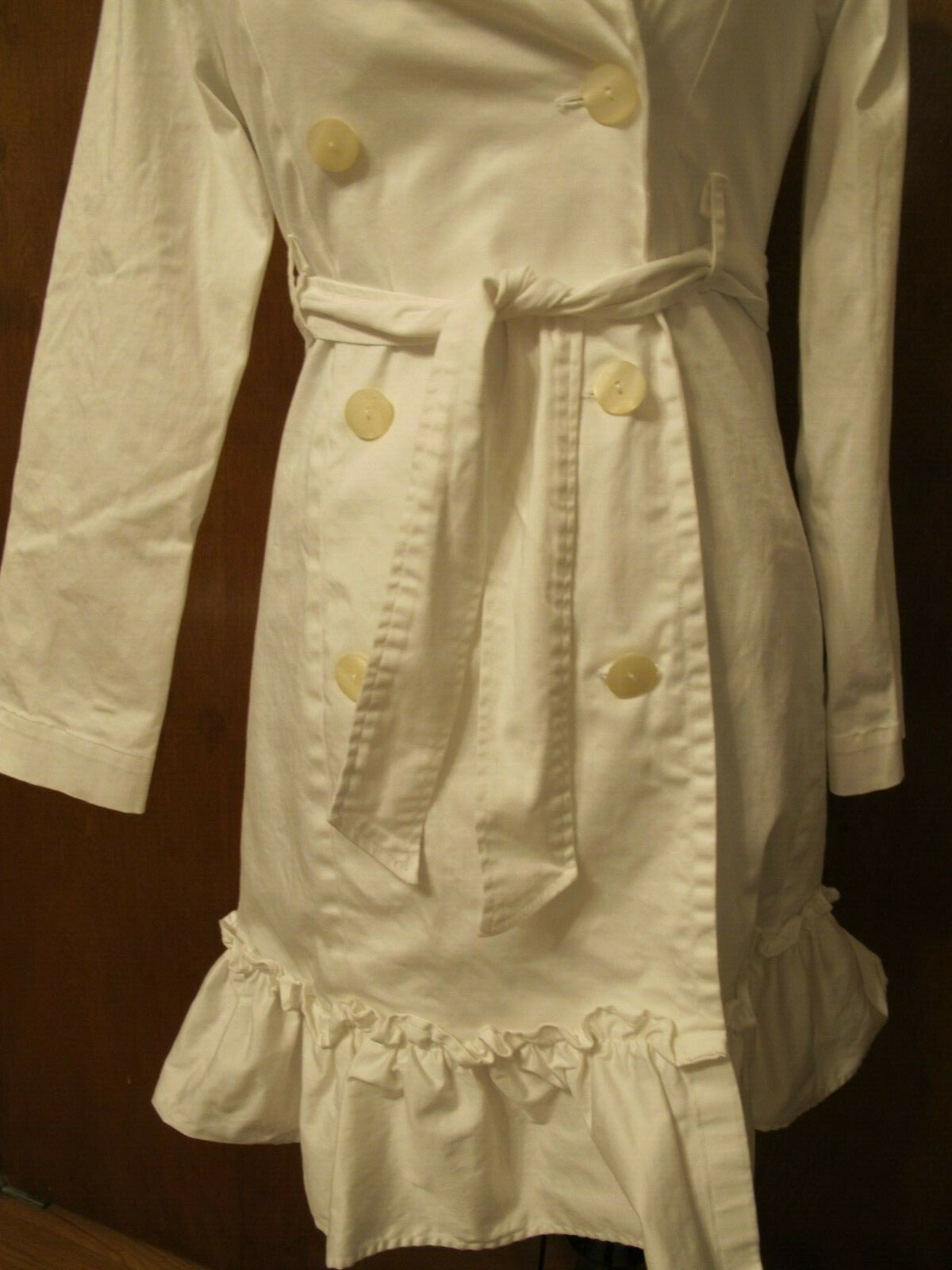 Nine West Women’s White Button-Down Cotton Trench Lined Coat Blazer M (fits S)