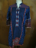 Lime Light Women’s Blue Embroidered  Cotton Tunic Top Or Swim Cover Medium